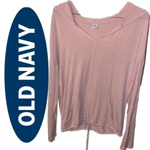 Old navy pink long sleeve shirt hooded drawstring light weight